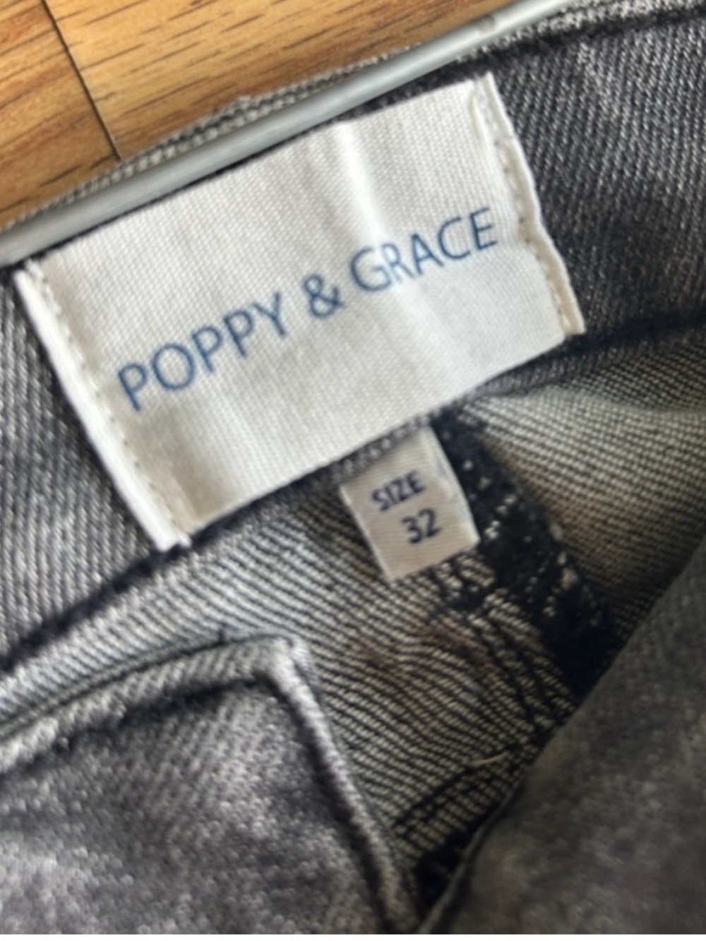 Gray Boot Cut Soft Goth Acid Wash Jeans with Black Floral Embroidery - Picture 6 of 8